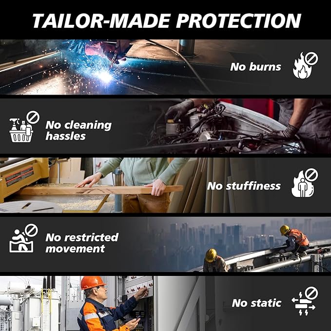 QeeLink Welding Jacket - Premium Flame Resistant (FR) Cotton Welding Clothes - Light Weight Welder Coat for Men & Women