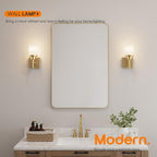 Vanity Lighting Fixtures with White Frosted Glass Gold Wall Lamp for Bathroom Mirror Bedroom, Living Room, Kitchen Cabinet, Washroom Porch T001GD-L1