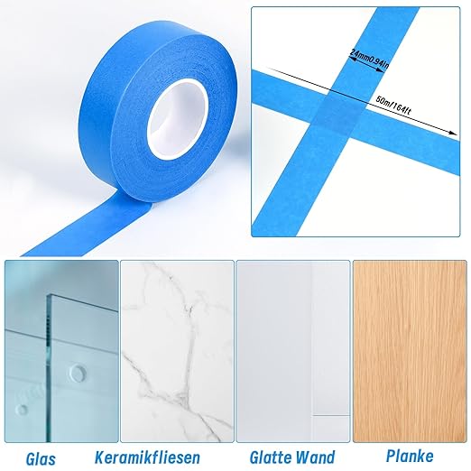 4 Rolls Painters Tape, 1Inch x 55 Yards Blue Painters Tape Washi Painters Tape Multi-Surface Blue Masking Tape for Wall Painting Masking Edge Treatment DIY, Home Use