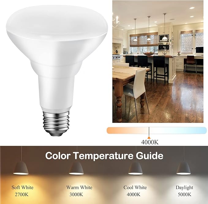 Energetic 12-Pack BR30 Dimmable LED Recessed Light Bulb, 11W=75W, 4000K Cool White, 900LM, Indoor Flood Light Bulb for cans, CRI85+