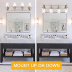 BONLICHT Bathroom Vanity Light Fixtures Brushed Nickel 4-Light with Clear Water Glass Shade Contemporary Wall Sconces Farmhouse Bathroom Lighting Wall Mount Lamp for Living Room Bedroom Bar Office