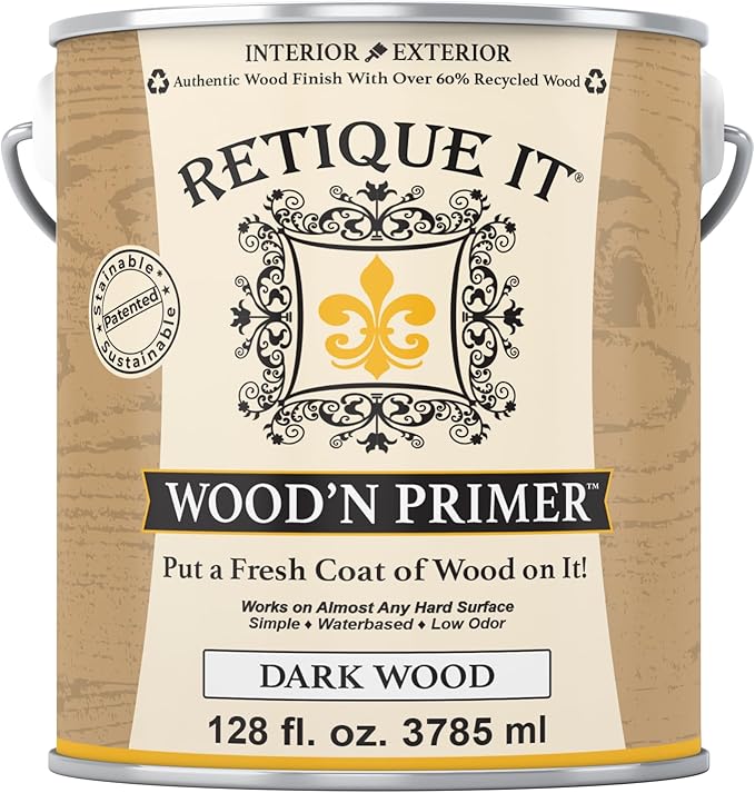 Retique It Wood'n Primer - Paint it then stain it - Stainable Wood Fiber Paint (Dark Wood, X-Large)