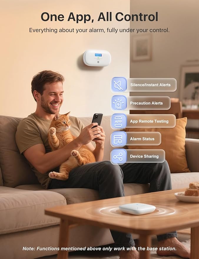 X-Sense Smart Carbon Monoxide Detector with Replaceable Battery Powered, Compatible with X-Sense Home Security App, SBS50 Base Station Required, XC0C-MR, 1-Pack