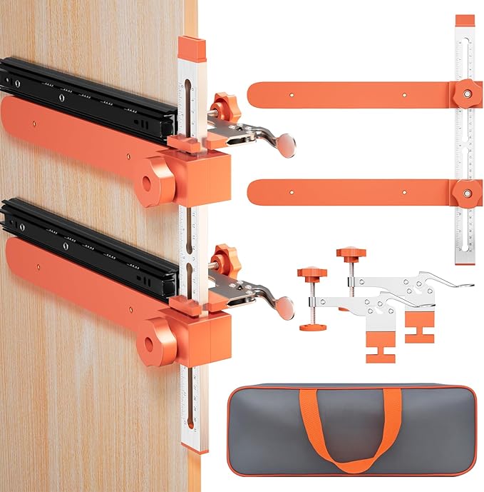 2.0 Adjustable Drawer Slide Jig With Toggle Clamp & Magnetic Arm, Precision Cabinet Drawer Jig Tool With Laser-Engraved Dual-Scale Mark For Mounting Drawer Slide, Providing Easy Installation