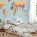 artgeist Wall Mural World Map 193x138 in - XXL Peel and Stick Self-Adhesive Wallpaper Removable Large Sticker Foil Wall Decor Print Picture Image Design Map of The World k-B-0001-a-c