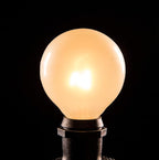 Hometown Evolution, Inc. 50 Foot C9 Commercial Exterior Globe String Lights with 40 G50 2 Inch White Satin Bulbs (Black Wire) for Weatherproof Heavy Duty Vintage Outside Lighting