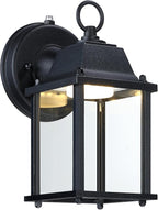 LIT-PaTH Dusk to Dawn Outdoor Wall Lantern, LED Wall Sconce, 3000K Warm White, 9.5W, 800 Lumen, Aluminum Housing Plus Glass, Outdoor Rated, 2-Pack, Black