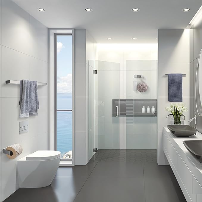 Brushed Nickel 4-Piece Bathroom Hardware Accessories Set, Bathroom Hardware Set including Towel Bar,Towel Holder, Toilet Paper Holder,Towel Hook, SUS304 Stainless Steel Bath Towel Bar Set Wall Mounted