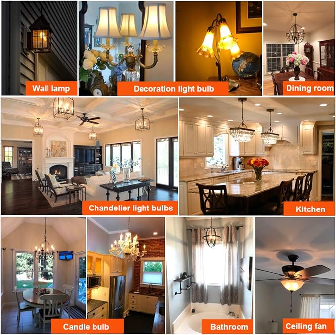 LiteHistory Dimmable B10 led Bulb 6W Equal 60W led Candelabra Bulb 2700k Clear e12 Edison Bulb for Chandelier Light Bulbs and Ceiling Fan Light Bulbs AC120V 600lm b11 led Bulb Torpedo 6Pack