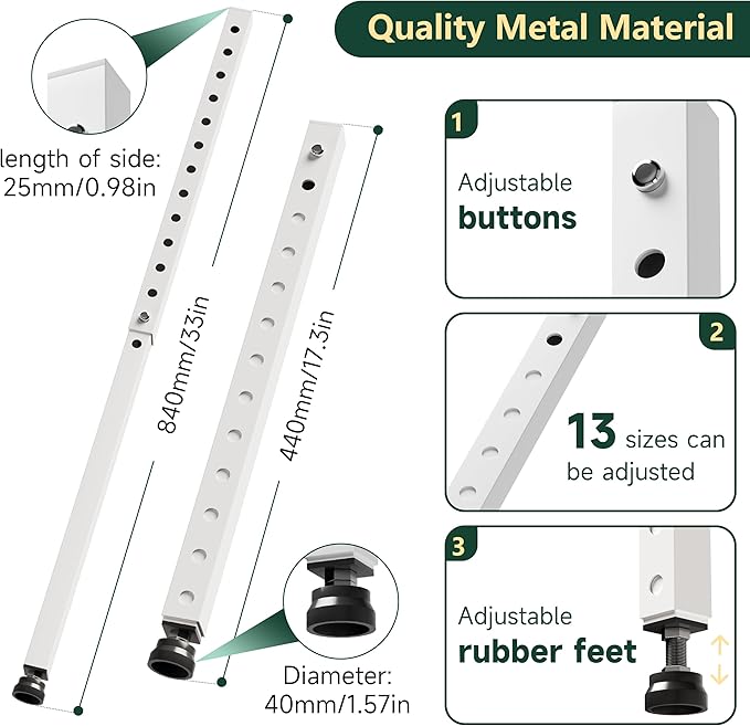 Window Security Bars Adjustable, Window Bars Security Inside Vertical, Heavy Window Ac Lock Bar with Rubber Feet for Up and Down Windows, 17-33 inch Double Hung Window Stopper -4 PCS Patented