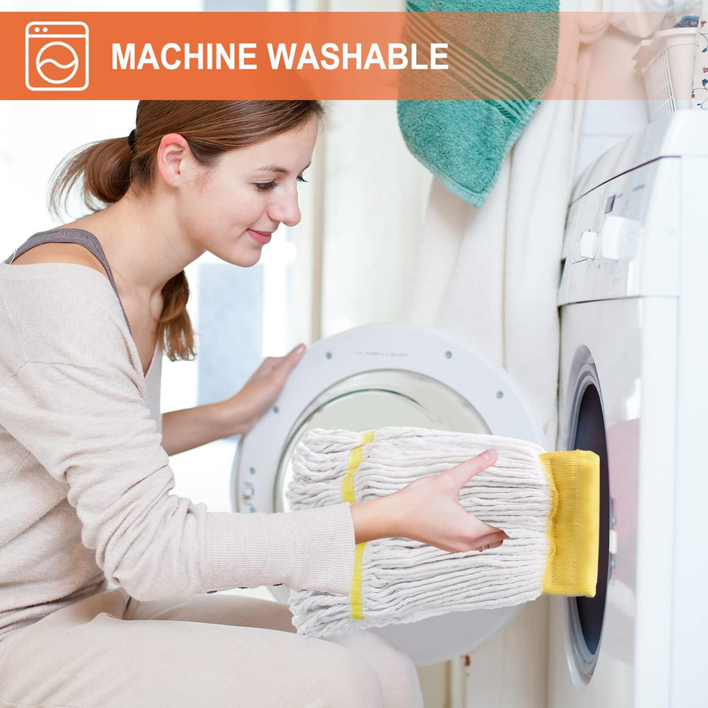 KeFanta Commercial Mop Heavy Duty Industrial Mop with Long Handle,60" Looped-End String Wet Cotton Mops for Floor Cleaning,Home,Kitchen,Office,Garage and Concrete/Tile Floor