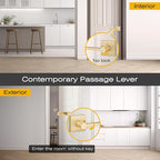 EHOMEWARE 1 Pack Passage Door Handles, Satin Brass Door Knobs Interior, Hallway Closet Door Levers Keyless Gold Door Handle, Heavy Duty Suqare Door Handle Set for Left or Right Handed Doors