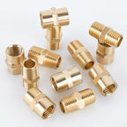 KOOTANS 12pcs Brass Pipe Fitting, NPT Hex Nipple, Coupling, 1/4" x 1/4" NPT Male Pipe, 1/4" x 1/4" NPT Female Pipe Fittings Set (6 Nipple & 6 Coupling)