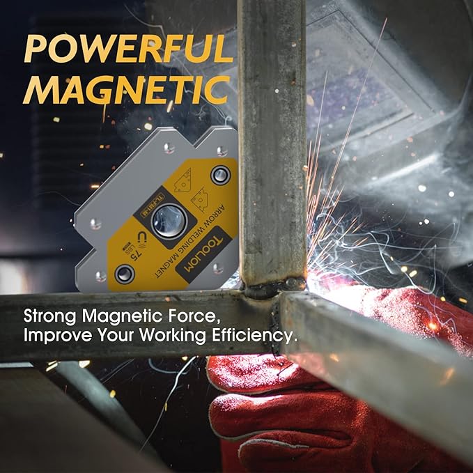 TOOLIOM Arrow Welding Magnets 2pcs 75 LB Strong Hold Magnetic Welding Holder Welder Magnet Set Welding Accessories