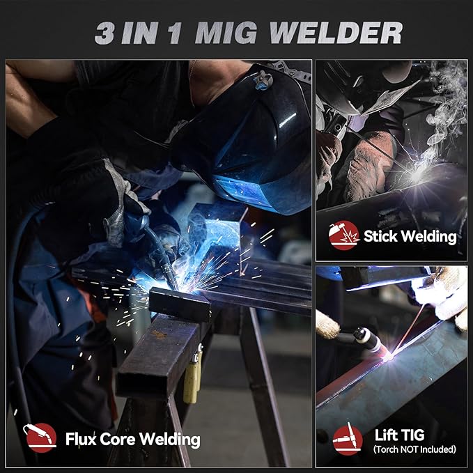 ARCCAPTAIN iControl MIG145 Pro 145A Flux Core MIG Welder 120V Welding Machine Gasless MIG Welder Flux MIG/MMA Stick/Lift TIG, 3 in 1 Welder Machine with Synergy, Portable Welder, APP Control