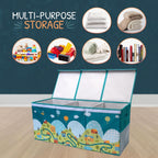 Extra Large Toy Storage Organizer with Lid - Sturdy, Collapsible Toy Chest Storage Box with Cute Design - Toys Bin with Dividers for Kids, Boys, Girls, Nursery, Bedroom, Play room 37"x16"x14"