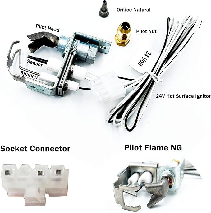 MENSI Q3450, Q3453 and Q3480 SmartValve System Pilot Burner Assembly Replacement for Honeywell Model Q3450C1185 Pilot Lights