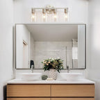 4 Light Bathroom Vanity Light, Brushed Nickel 4-Light Bathroom Light Fixtures, Vanity Lights for Make-Up Mirror, Modern Lighting Fixtures with Clear Glass Shade for Bedroom Living Room