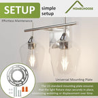 Vanity Bathroom Light, 2-Light Bathroom Light Fixtures Over Mirror, Silver Vanity Lights for Bathroom with Clear Glass, Modern Wall Lamp for Cabinet Hallway, Bedroom