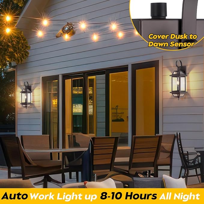 18" Bronze Outdoor Wall Sconces, Dusk Till Dawn Outdoor Porch Lights with Clear Glass, Aluminum Outside Porch Lantern Enclosed Bottom ETL Listed Brown Exterior Wall Sconces for Patio House