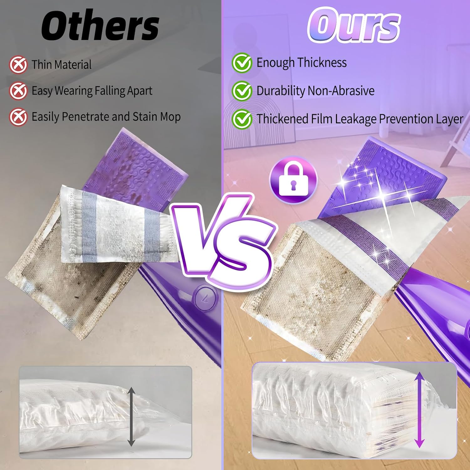 20 Count Mopping Pad for Wet Jet Mop Disposable Wetjet Pads Refills Replacement for Wet Pads Refill Compatible with Wet Jet Pads Thickness & Absorbent for Household Multi-Surface