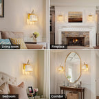 Modern Wall Sconces Set of Two Gold Wall Sconces Indoor Wall Lamp Crystal Wall Light Wall Mounted Room Sconce Wall Lighting Bathroom Vanity Light Fixtures