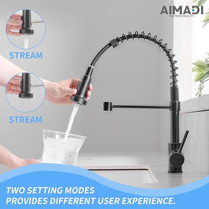 Oil Rubbed Bronze Kitchen Faucet,AIMADI Commercial Single Handle Single Hole Bronze Kitchen Faucet with Pull Down Sprayer grifo para fregaderos de cocina