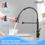 Oil Rubbed Bronze Kitchen Faucet,AIMADI Commercial Single Handle Single Hole Bronze Kitchen Faucet with Pull Down Sprayer grifo para fregaderos de cocina