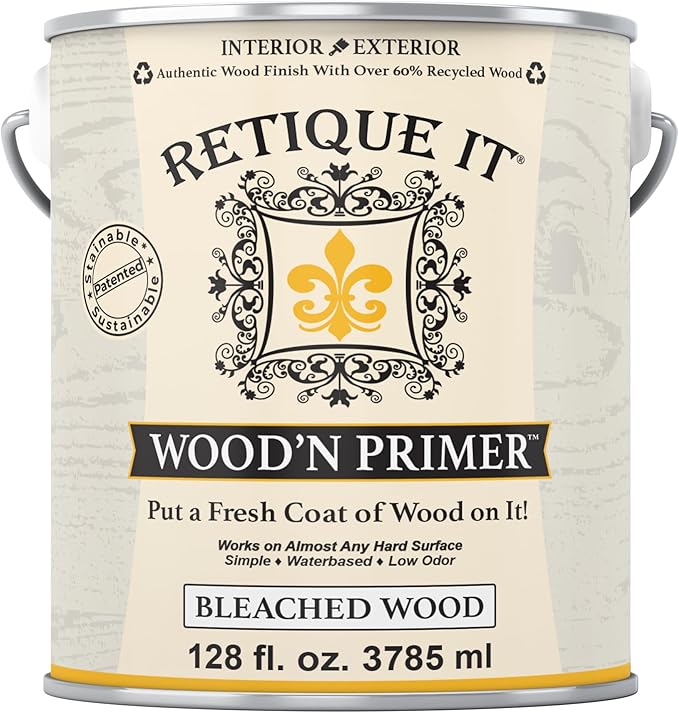 Retique It Wood'n Primer - Paint it then stain it - Stainable Wood Fiber Paint (Bleached Wood, X-Large)