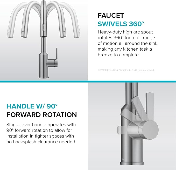 Kraus Oletto Kitchen Faucets Touchless Sensor Single Handle Pull-Down Sprayer in Brushed Brass, KSF-2830BB