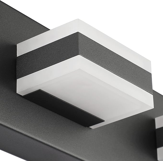 SOLFART Black Bathroom Vanity Light Fixtures Over Mirror LED Dimmable 3 Lights Bath Lighting Restroom Light Modern Vanity Lights for Bathroom Bath Lights