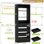 Aheaplus Closet System, 4-9Ft Closet Organizer with 4 Wooden Drawers, Wood Closet Organizer System with Tower, Walk-in Closet Organizer Wardrobe Clothes Rack with 4 Hanging Rods, Garment Rack, Black