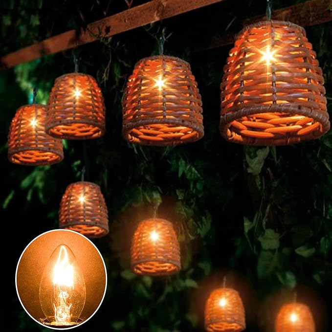 25 Pack C7 Clear Replacement Bulbs, C7 Outdoor Candle Light Bulbs, Night Candle Light for Indoor Outdoor Patio Bistro Party Decor Christmas String Light, E12 Candelabra Base, 5W