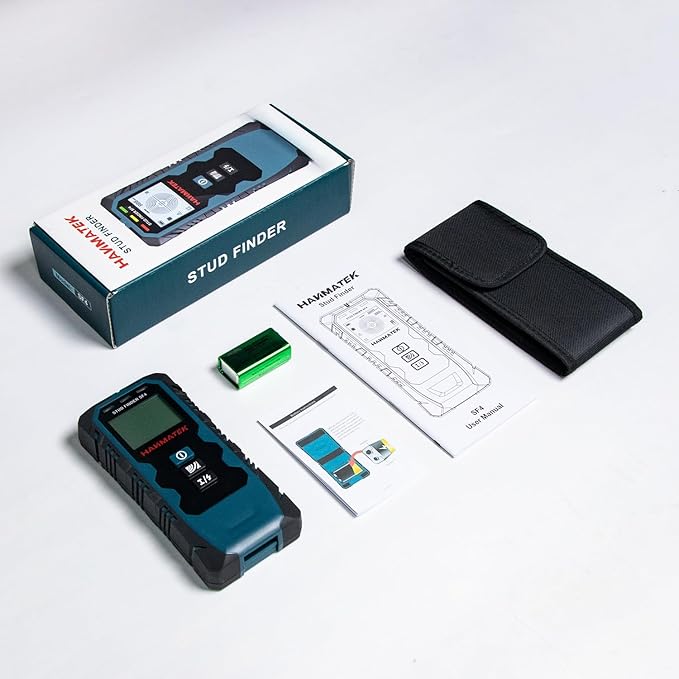 HANMATEK Stud Finder Wall Scanner,5 in 1 Multifunction Stud Locator with Upgraded Smart Sensor Audio Alarm HD LCD Display, Stud Finder Tool for The Center Edge of Metal, Studs, Plaster,AC Wire,Pipe