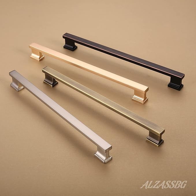 Alzassbg 5 Pack Brushed Satin Nickel Cabinet Pulls, 10 Inch(254mm) Hole Centers Kitchen Cabinet Handles for Cabinets and Drawers AL3061SN