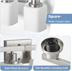 4-Light Bathroom Vanity Light,Brushed Nickel Vanity Lights with Square Frosted Glass,Modern Bathroom Wall Lights Fixtures Over Mirror,Wall Sconces Lighting for Bedroom Living Room,E26