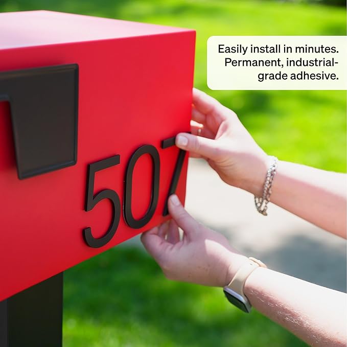 Adoorn 4 Inch Mailbox Numbers - Number 8, Silver Color, Each Sold Individually, Premium Metal Self Stick Address Numbers, Weatherproof Mailbox Numbers for Outside