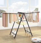 APEXCHASER Foldable Clothes Drying Rack, Metal Laundry Drying Rack Collapsible, Ultra Thin Clothes Rack for Sweater Bra Towel for Indoor & Outdoor Use, Height Adjustable Gullwing Clothes Airer, Black