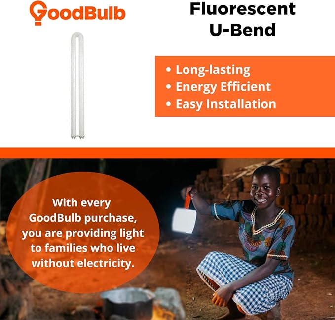 GoodBulb 31W T8 U Bend Fluorescent 8" Tube 5000K Daylight Medium Bi-Pin Base 2750 Lumesn 85 CRI 24000 Life Hours 31 Watts Car Dealership Lighting 10 Pack