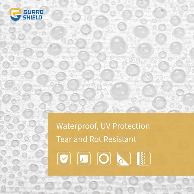 GUARD SHIELD Heavy Duty Tarp 16x16 Feet White Multi Purpose Thick Waterproof Poly Tarp Cover 10mil