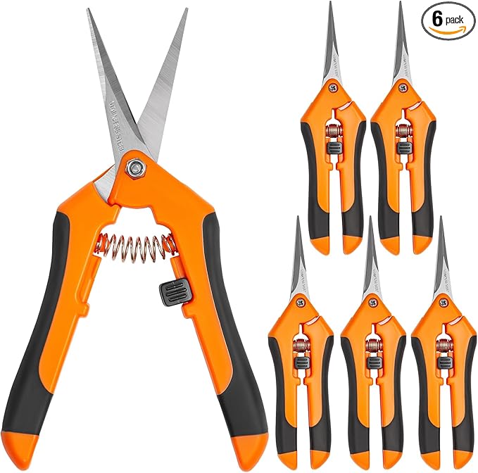 GROWNEER 6 Packs Pruning Shears Gardening Hand Pruning Snips with Straight Stainless Steel Precision Blades