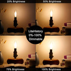 LiteHistory Dimmable B10 led Bulb 6W Equal 60W led Candelabra Bulb 2700k Clear e12 Edison Bulb for Chandelier Light Bulbs and Ceiling Fan Light Bulbs AC120V 600lm b11 led Bulb Torpedo 6Pack