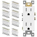 ENERLITES White Decorator Receptacle, Standard Electrical Wall Outlet, 15A 125V, Self-Grounding, 2-Pole, 3-Wire, 5-15R, UL Listed, 61502-TR-W, 40 Pack, Tamper Resistant
