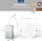 Amico 24 Pack 4 Inch 5CCT Ultra-Thin LED Recessed Ceiling Light with Junction Box, 2700K/3000K/3500K/4000K/5000K Selectable, 10W Eqv 60W, Dimmable Can Light, 800LM High Brightness Downlight - ETL&FCC
