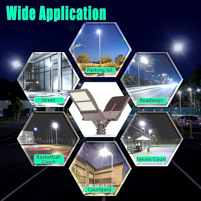 BBESTLED 400W LED Parking Lot Light Dusk to Dawn Photocell Outdoor Pole Mount 56000LM IP65 UL & DLC Commercial Light for Street Stadium Tennis Court 5000K (100-277VAC Input), LED Shoebox Lights