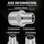 4 Pack 1/2 to 3/8 Reducer Faucet Adapter 304 Pipe Fitting 3/8 Male to 1/2 Male Supply Line Adapter for RV Kitchen Plumbing Water Hose Pipe Connector with Rubber Washer