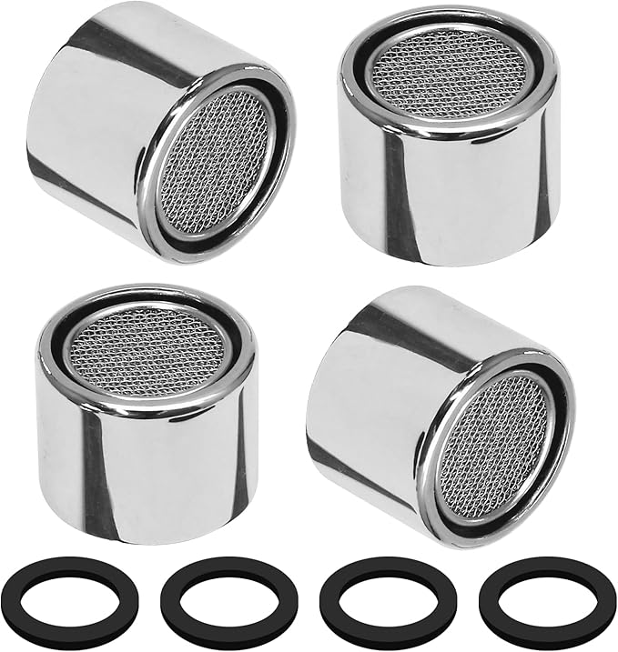 Litoexpe 15/16 Inch Faucet Aerator 4 PCS, Kitchen Sink Aerator Replacement Parts, Sink Faucet Female Thread Faucet Filter with Brass Shell and Gasket for Bathroom