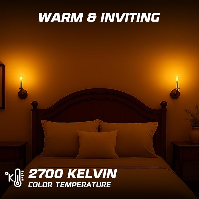 OHLECTRIC CA8 Incandescent Flame Tip Light Bulb (4-Pack) 25 Watt, Candelabra Base E12, Dimmable Bulbs, 2700K Soft White, 210 Lumens, Decorative Candle Bulb for Chandeliers, 1500 Hour Life, 120V