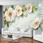 Modern Simple and Stylish Floral Wallpaper, Chinese Style Wall murals, Large Wall Background Decoration(Non-self-Adhesive)