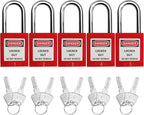 SAFBY Lockout Tagout Locks, Safety Padlock, Keyed Differently Loto Safety Padlocks for Lock Out Tag Out Kits Station (Red 1-10)